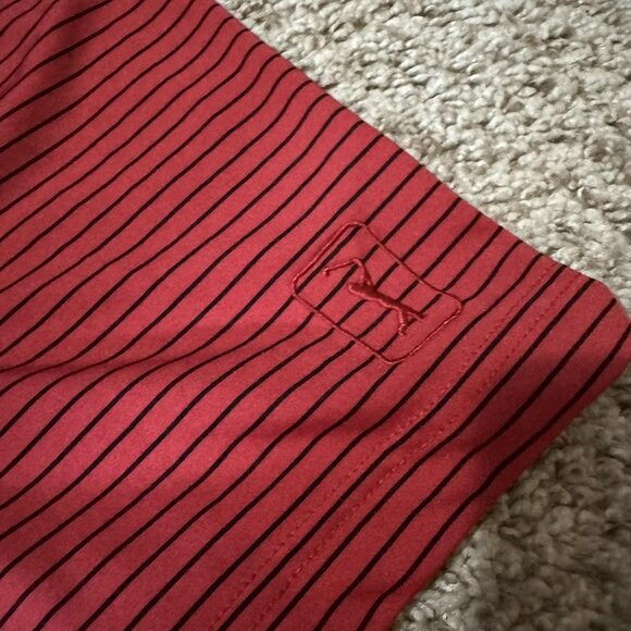 PGA TOUR Polo Shirt Mens Medium Red Black Striped Golf Performance Athletic - Picture 4 of 7